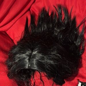 Black synthetic hair crimp style Curly Wig